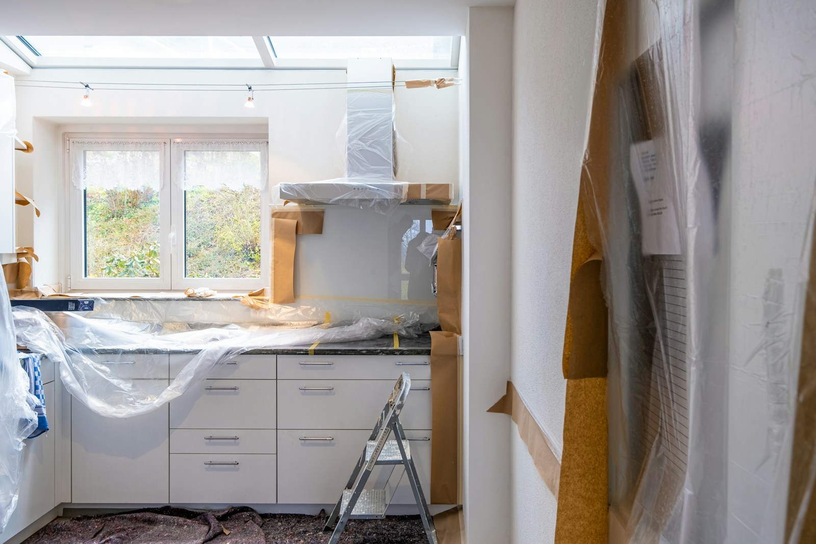 white wooden cabinet near window. home renovation